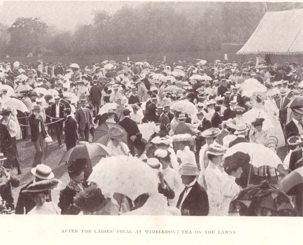AFTER THE LADIES' FINAL AT WIMBLEDON: TEA ON THE LAWNS